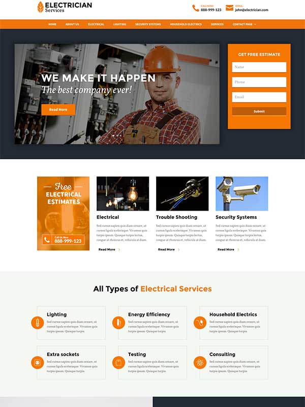 création de sites Internet pour les artisans électriciens